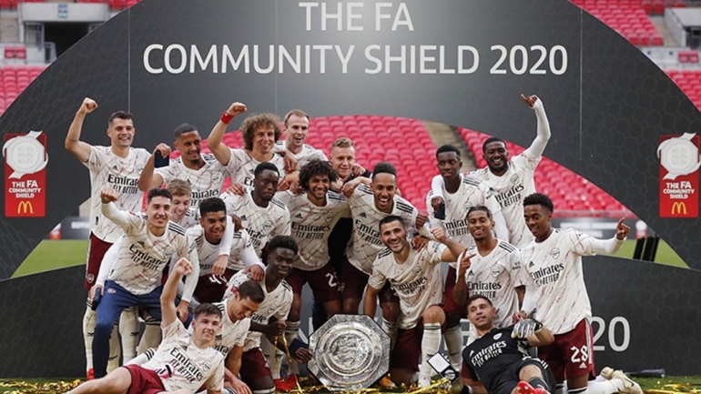Arsenal merayakan kemenangan dalam Community Shield tahun 2020 (Foto The FA.com) 
