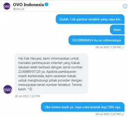 Jawaban dari OVO Indonesia (dokpri)