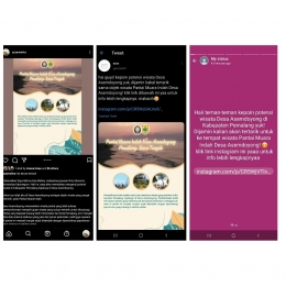 Promosi Objek Wisata Pantai Muara Indah Desa Asemdoyong melalui Instagram, Twitter dan Whatsapp (dokpri)