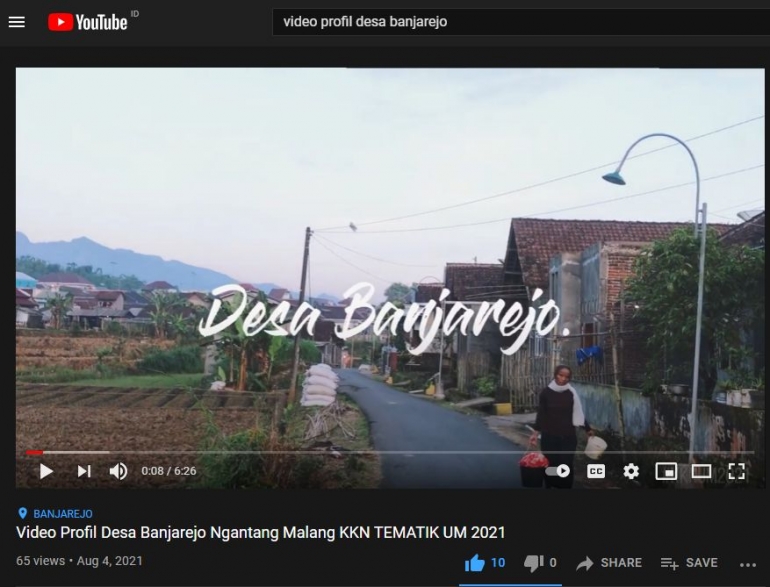 Gambar 2 (Video Profil Desa yang Telah di Unggah di Youtube) Dokpri