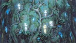 Spirit hutan bernama kodama pun menghilang ketika hutan rusak dalam anime Ghibli | sumber thejapantimes.co.jp