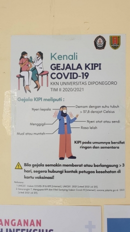 Poster tentang gejala KIPI yang dapat timbul pasca imunisasi.