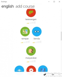 Aplikasi Duolingo untuk membantu pembelajaran bahasa inggris (dok. pribadi)