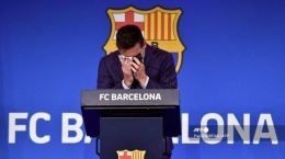 Barcelona mengatakan tidak ada cara untuk menyamakan lingkaran keuangan dan mempertahankan Messi (Pau Barena/AFP)