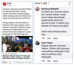 Tangkapan layar berita dan kolom komentar warganet (sumber: Instagram E100/Suara Surabaya)