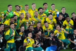 Timnas Brasil sukses meraih medali emas Olimpiade Tokyo 2020. Sumber: REUTERS/USA TODAY Sports/Kareem Elgazzar via Antaranews.com
