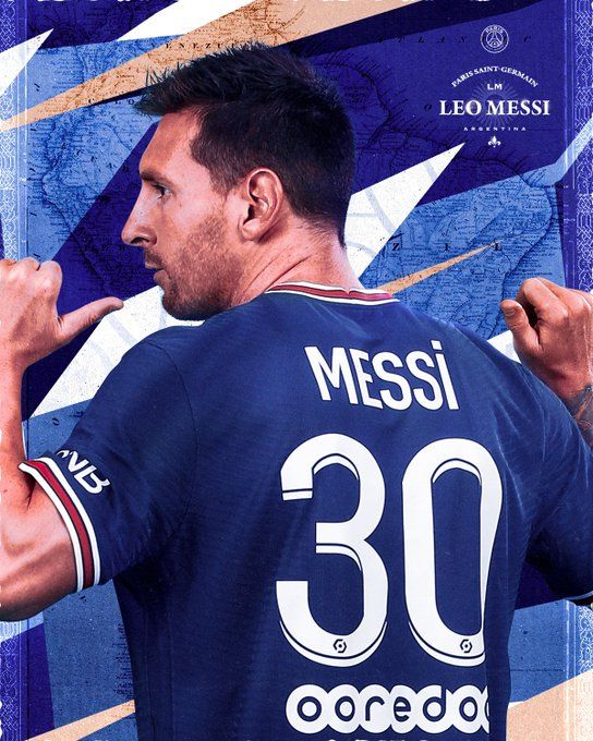 Messi mengenakan nomor punggung 30 di PSG (Foto: Twitter/PSG)