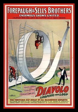 Loop-the-loop. Sumber: https://clickamericana.com/topics/culture-and-lifestyle/entertainment-culture-and-lifestyle/bicycle-daredevil-diavolo-loops-the-loops-1902-1905