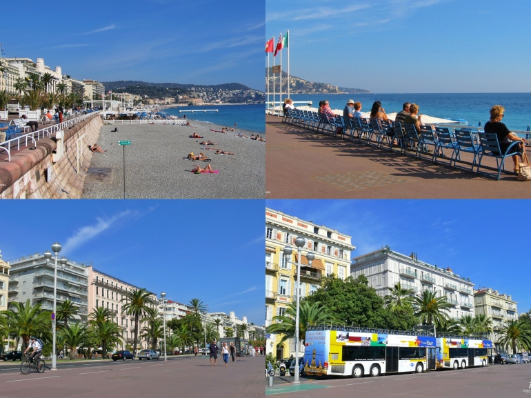 Hotel-hotel dan bus wisata di sepanjang Promenade des Anglais. Sumber: dokumentasi pribadi