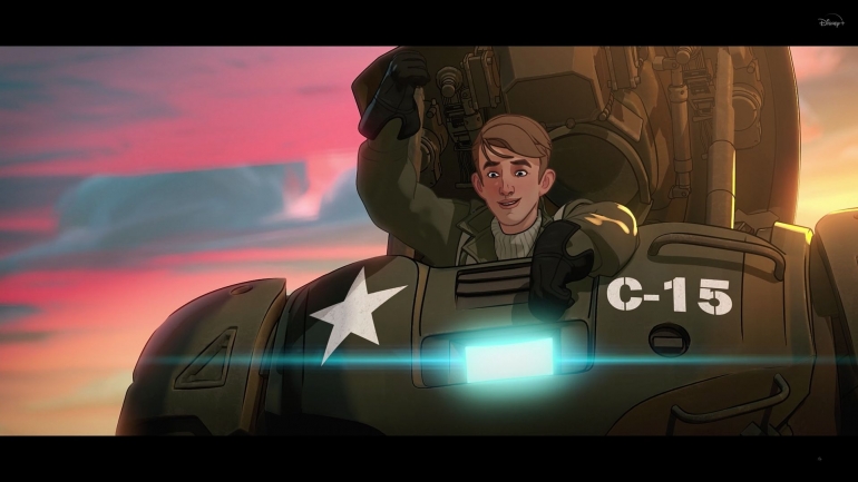 Steve Rogers memberikan sorakan kepada Captain Carter. Sumber : Disney+