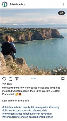 Salah satu postingan di akun Instagram Christchurch Council