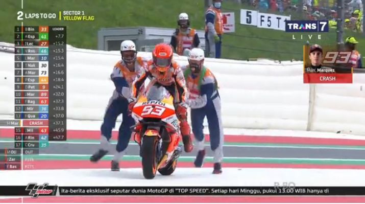Marquez crash, seperti di balapan basah Prancis. Sumber: Motogp/Trans7Â