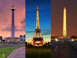 Monas bersanding dengan Menara Eiffel dan Monumen Washington. Sumber: dokumentasi pribadi
