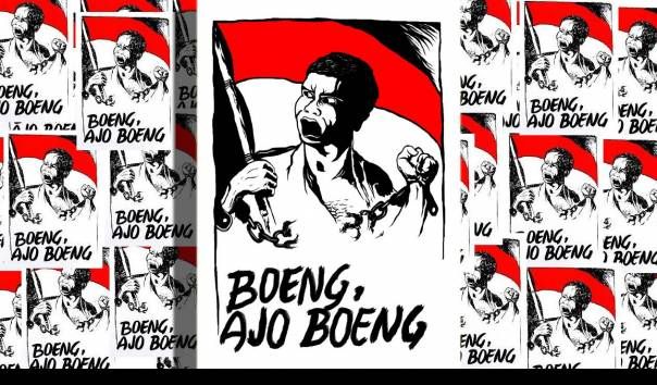Repro poster Boeng, Ajo Boeng karya kolaborasi pelukis Affandi, Dullah dan penyair Chairil Anwar (kompas.tv)