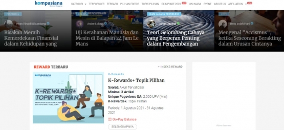 Kompasiana sebagai portofolio mahasiswa bahasa. | tangkapan layar pribadi