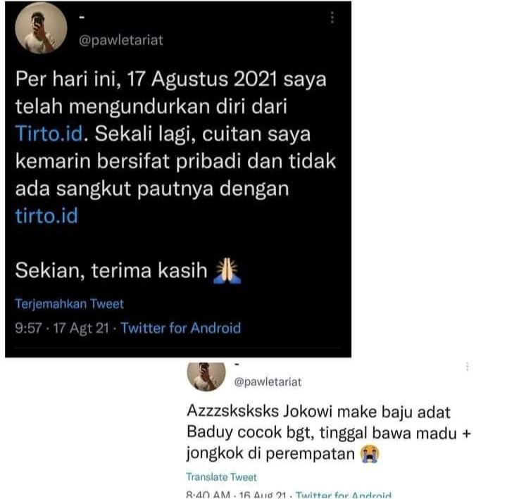 Cuitan penghinaan di Twitter (dok screenshot Twitter M.Bernie)