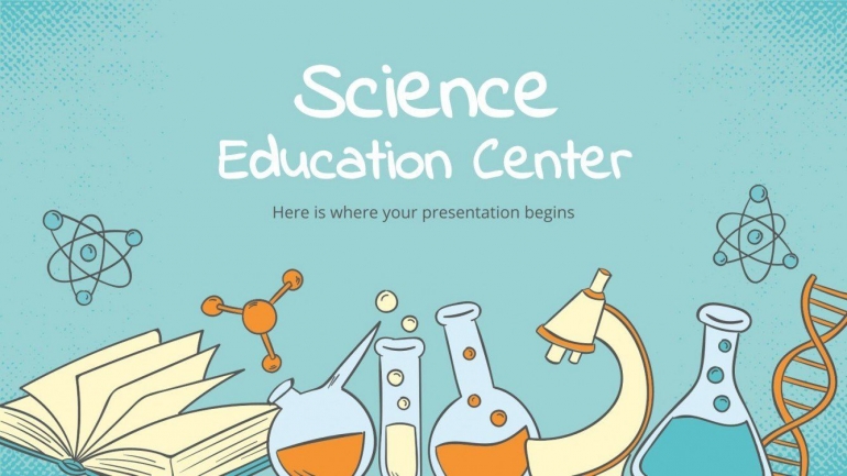 Pusat pendidikan sains. Sumber: https://slidesgo.com/theme/science-education-center
