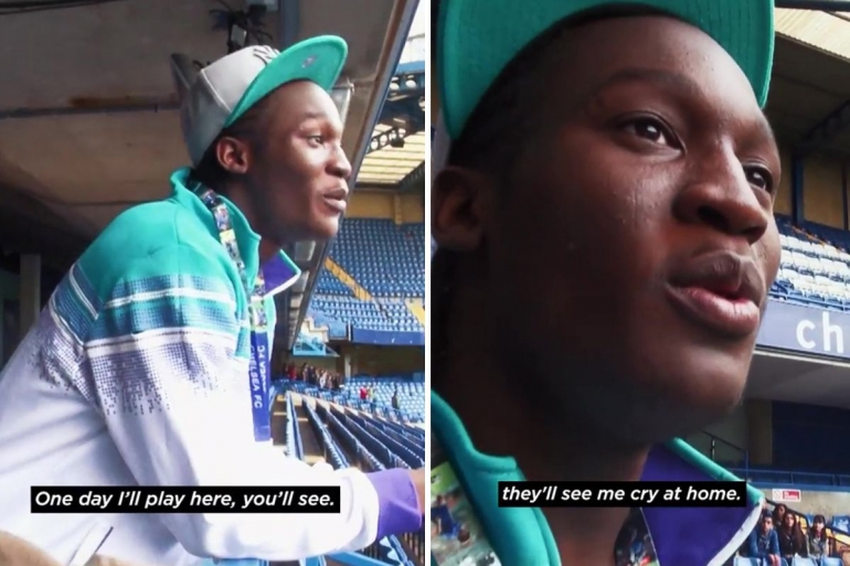 Lukaku saat remaja mendapatkan kesempatan mengunjungi Stamford Bridge, London. Sumber: via Footballreporting.com