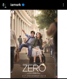 Poster promo film Zero (Sumber: captured instagram @iamsrk)