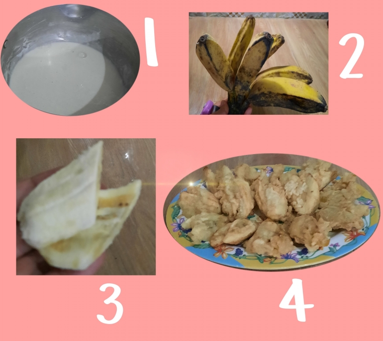 Ilustrasi gambar, susunan cara membuat pisang goreng. Olah picsart, dokpri Yuliyanti