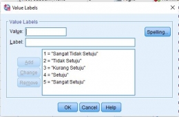 Value Labels (Pertanyaan Variabel dengan Skala Likert) (dokpri)