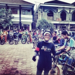 Moment ketika membantu kampanye Bike to School. Foto : dokumentasi pribadi