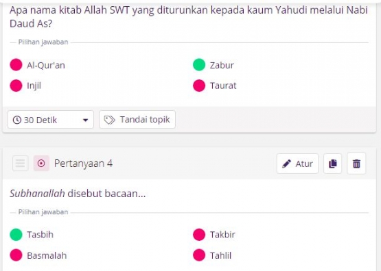 Gambar 4. Perbandingan contoh pertanyaan di hari pertama dan kedua