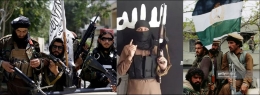 Gambar ilustrasi Taliban, sumber : dw.com. A.Rahman al-Logri, ISIS-K, sumber : newsncr.com dan Mujahidin, sumber : Getty Images.com