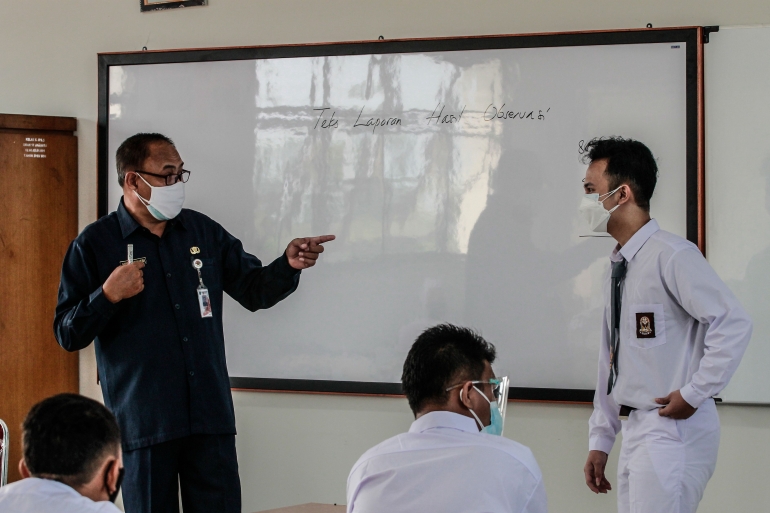 Suasana Pembelajaran Tatap Muka (PTM) di SMA 11, Cakung, Jakarta Timur. (Jonas/Mahasiswa)