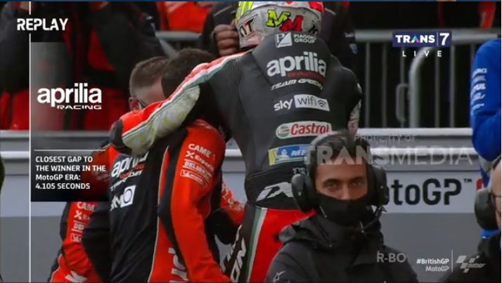 Catatan spesial lain dari Aprilia di Silverstone. Sumber: Motogp/Transmedia/Trans7