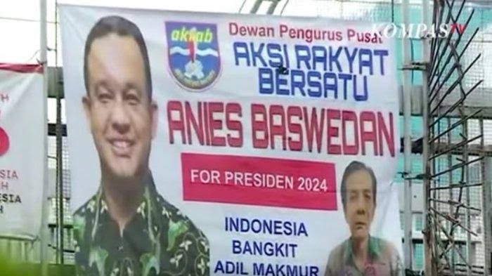 Spanduk Gubernur DKI Jakarta, Anis Rasyid Baswedan for presiden 2024, ilustrasi : tribunews.com
