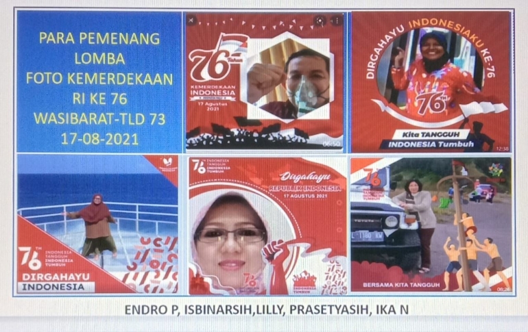 Image caption Twibbonize pemenang karya 5 orang anggota reuni vistual Wasibarat Tld'73 (dokpri M Nur Indro)