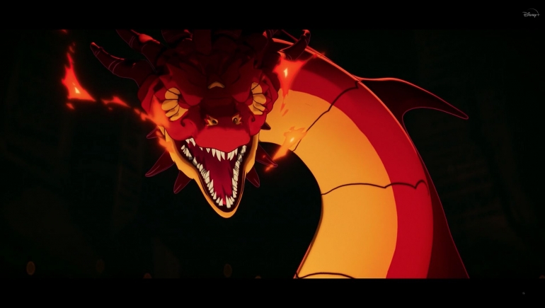 Shou-Lao adalah makhluk naga yang menjadi sumber kekuatan dari super hero Iron Fist. Sumber : Disney+