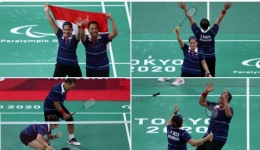 Sejumlah momen menarik Hary/Leani usai memenangi medali emas ganda campuran para badminton: https://twitter.com/Tokyo2020