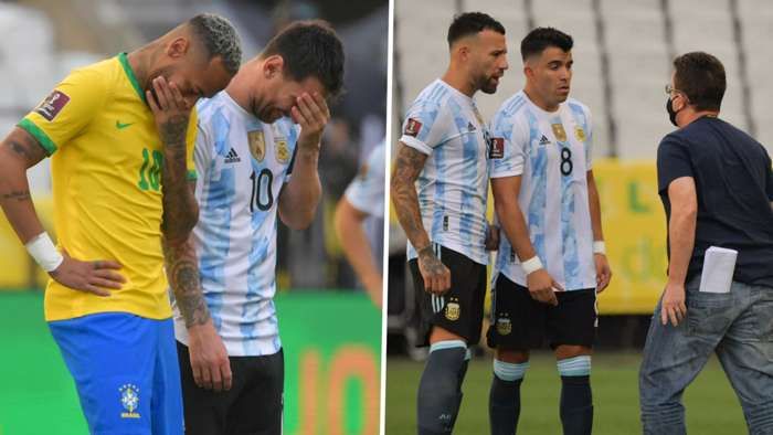 Neymar dan Lionel Messi menyesalkan insiden penghentian laga Brasil Vs Argentina (Foto Getty Images/Goal.com)
