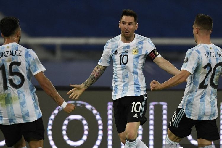 Lionel Messi bersama timnas Argentina.| Foto: AFP/Mauro Pimentel via Kompas.com