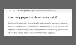Tentang jumlah halaman dalam naskah dengan durasi film. Sumber: via Mvorganizing.org