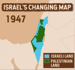 Peta wilayah Israel dan Palestina tahun 1947. (BBC)