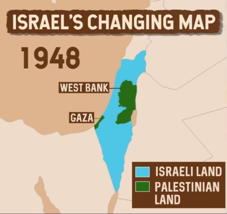 Peta wilayah Israel dan Palestina tahun 1948. (BBC)