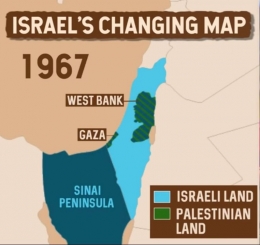 Peta wilayah Israel dan Palestina tahun 1967. (BBC)