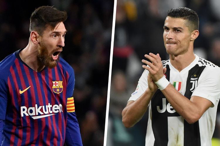 Messi saat di Barcelona dan Ronaldo di Juventus. (Getty/Goal via kompas.com)