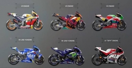 Ragam mesin yang digunakan motor-motor di kelas MotoGP. Sumber: via Blogotive.com