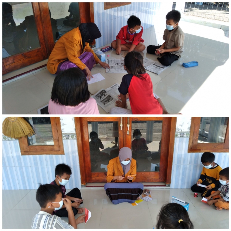 Kegiatan Belajar & Membuat Origami Bersama Anak-anak Dusun Garotan (Dokpri)