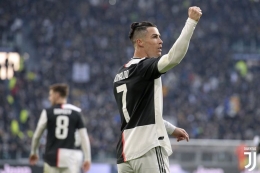 Cristiano Ronaldo, saat melawan Cagliari dalam lanjutan Serie A Liga Italia, Senin (6/1/2020): TWITTER JUVENTUS via Kompas.com