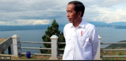 Presiden Jokowi Terpesona panorama Huta Ginjang (Foto Tribun Medan)
