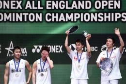 Hiroyuki Endo/Yuta Watanabe kala juarai All England Open 2020, kalahkan Marcus Fernaldi Gideon/Kevin Sanjaya Sukamuljo: AFP/OLI SCARFF via Kompas.com