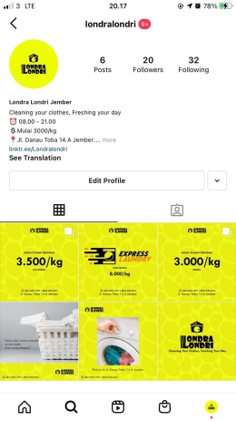 Gambar 3. Akun Instagram Londra Londri/dokpri