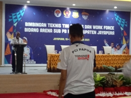 Foto kegiatan Bimtek Tim Satgas dan Work force Bidang Arena Sub PB PON XX Kabupaten Jayapura. (dokpri)