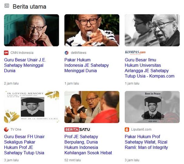 Tangkapan layar berita Google