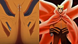 Tampak Naruto dan Kurama bersatu membentuk mode baryon (sumber: www.ruangaspirasi.net)